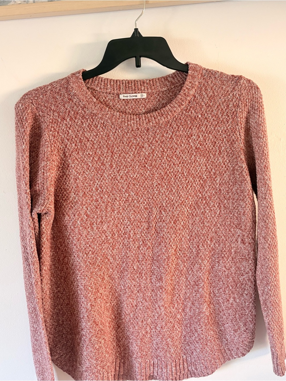 Pink Clover Dusky Pink Ribbed Crewneck Sweater
